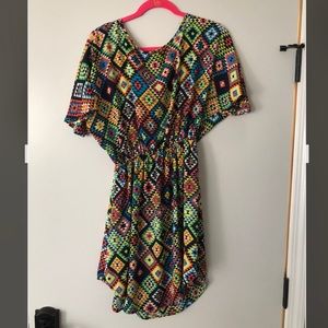 Multicolored short dress empire waist